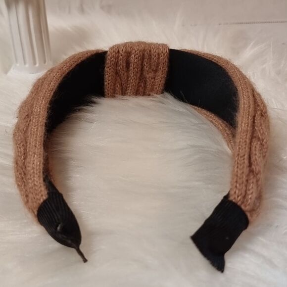 CABLE RIBBED SWEATER KNIT HEADBAND dark khaki - Picture 5 of 6